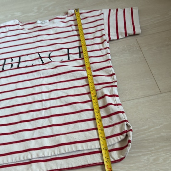3/$10 Madewell Striped Red Cream Tee with BEACH Logo - Picture 8 of 8